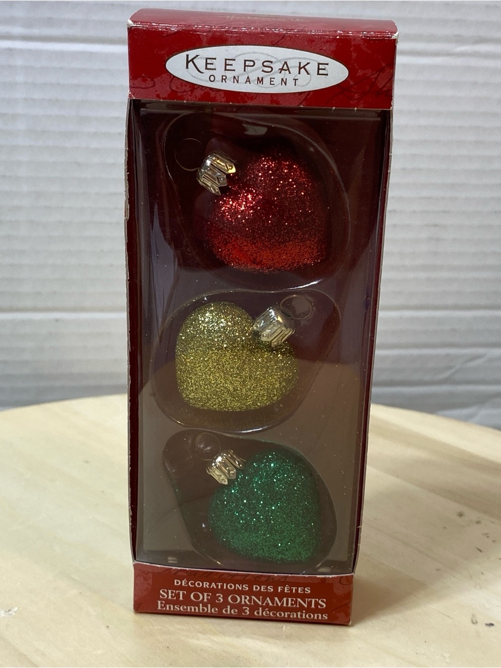Hallmark Keepsake Ornament Hand-Blown Glass Ornaments 3 Heart Shaped glitter
